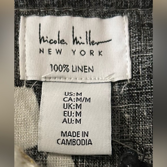 Nicole Miller Women’s Crop  Top Blouse 100% Linen 3/4 Sleeves Size Medium NWT - Picture 10 of 10